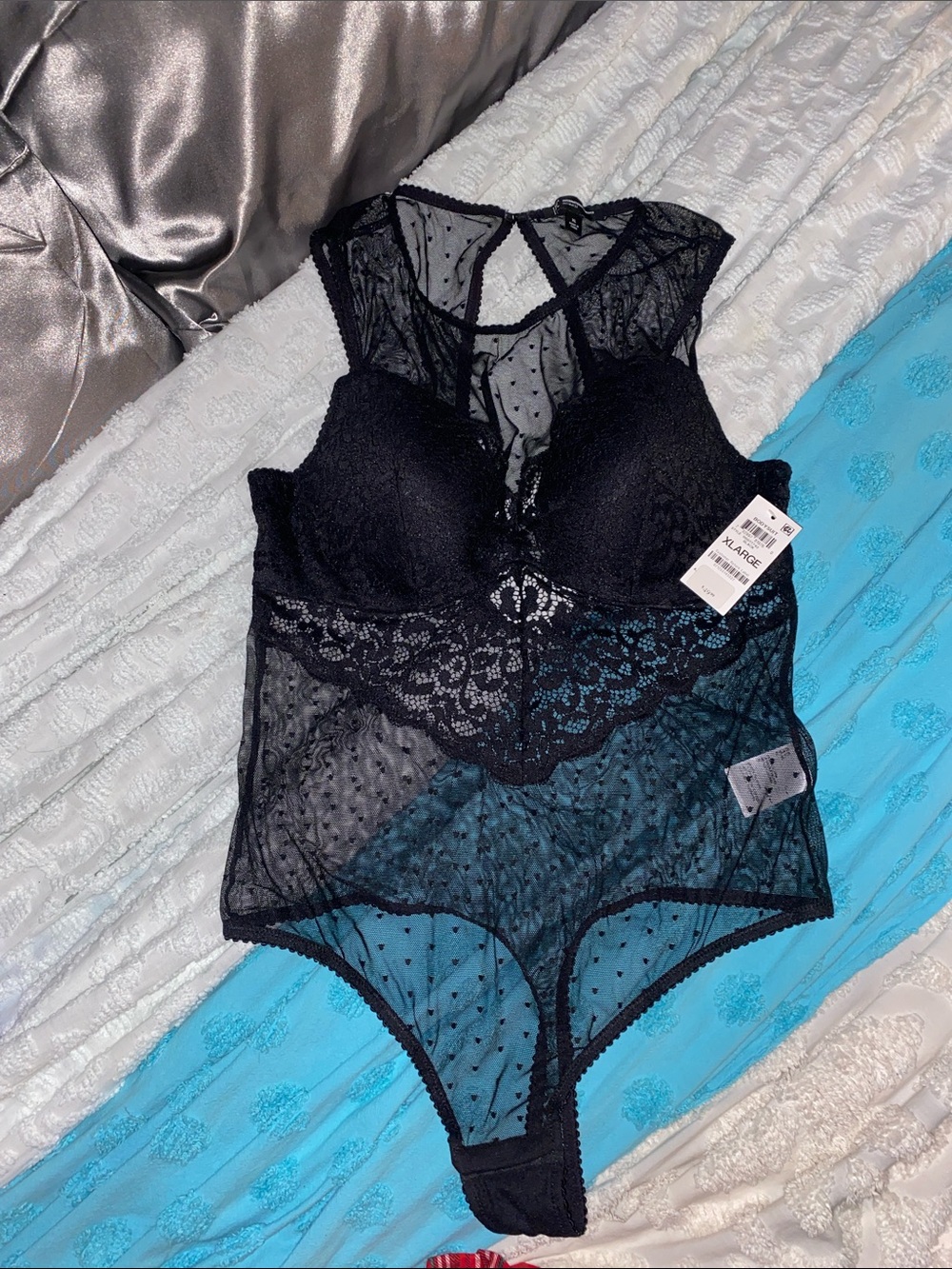 Black Lace Sheer Bodysuit XL